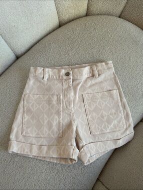 Dior Light Cream Patterned High-Waist Women's Shorts